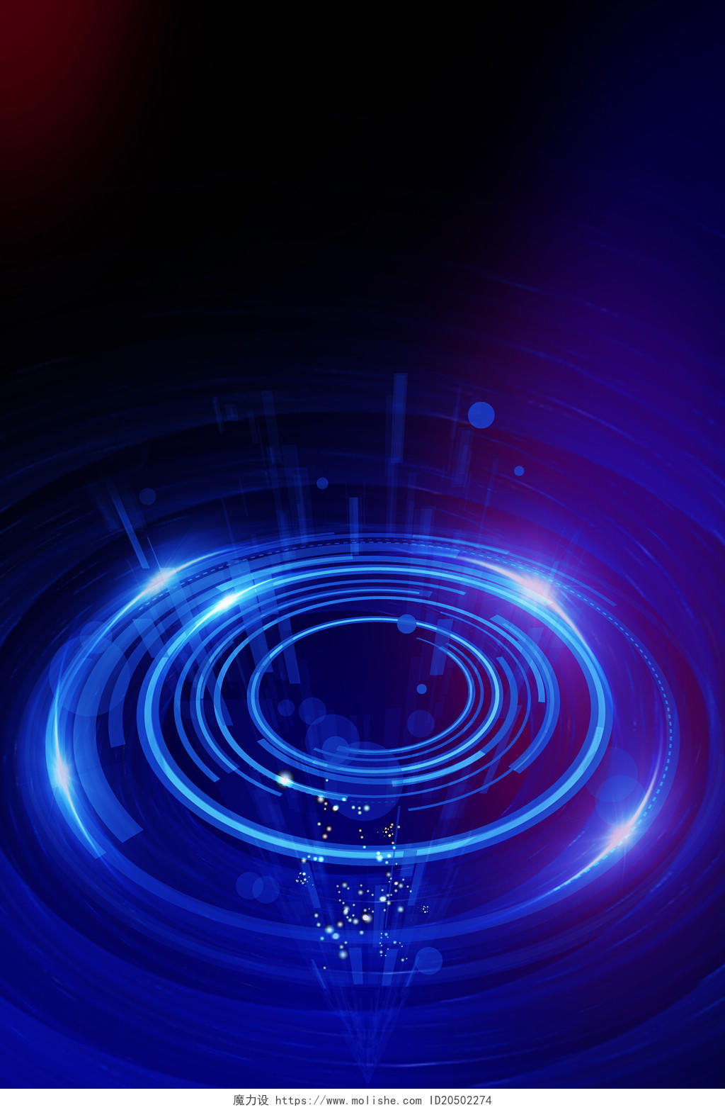 蓝色科技几何光圈科技商务封面背景